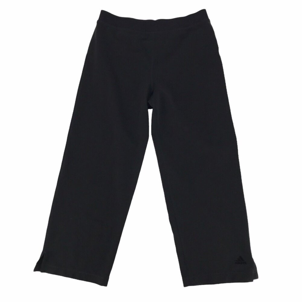 Adidas Womens Cropped Black Pull On Straight Leg Athletic Pants Size Medium